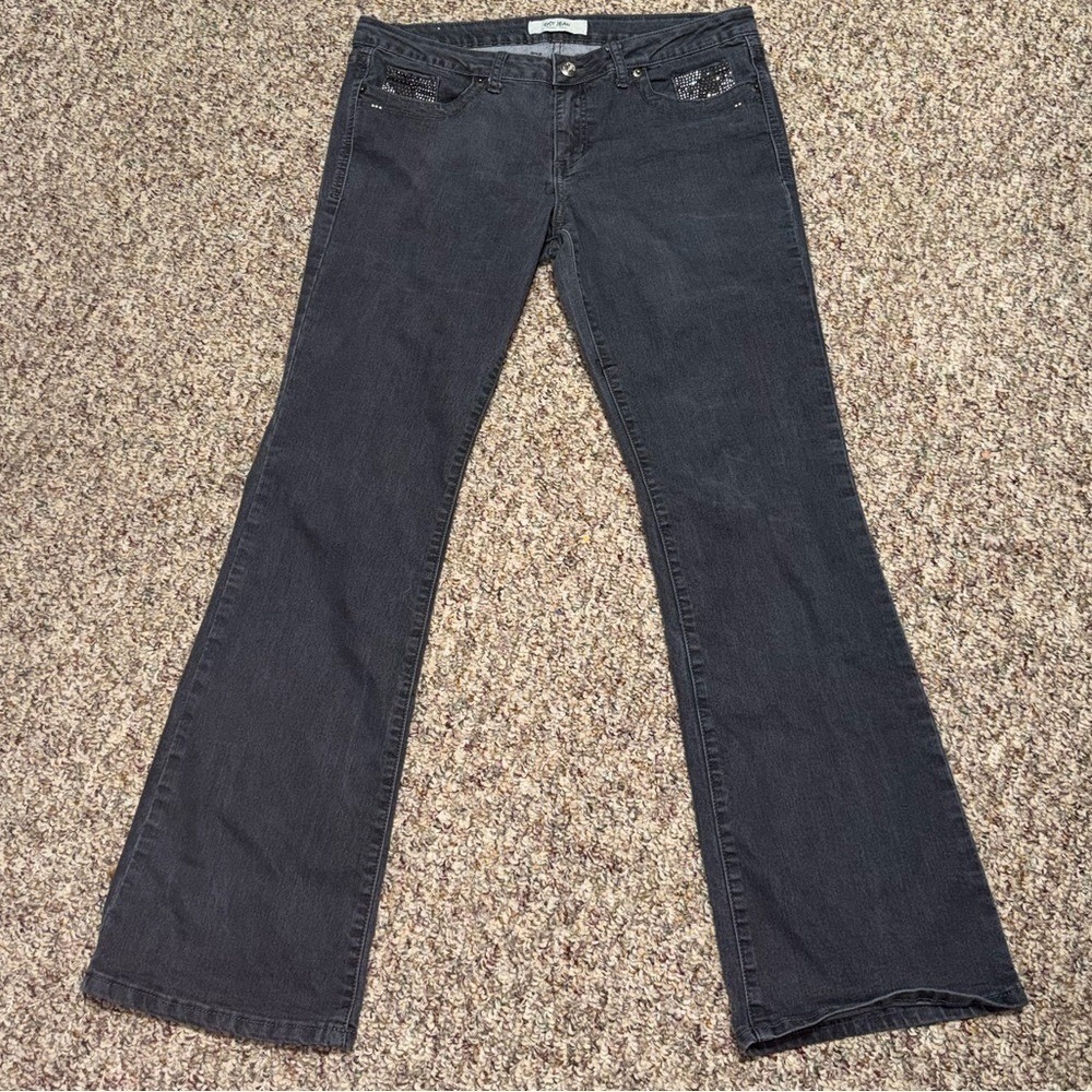 Women's Juniors size 15 OST Black Flare Jeans‎ detailed pockets